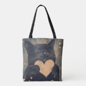 Zwarte kat met gouden hart - Cat's Cosy Love Tote Bag (Achterkant)