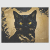 Zwarte Kat met Gouden Ogen Decoupage Tissuepapier (Voorkant)