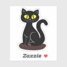 Zwarte kat met gouden ogen sticker