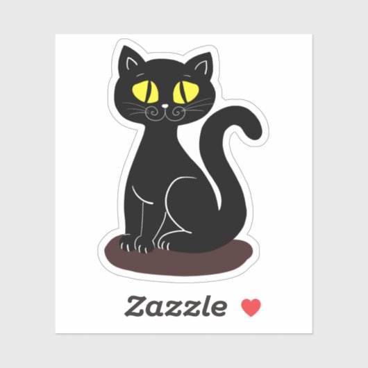 Zwarte kat met gouden ogen sticker (Vel)