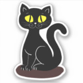 Zwarte kat met gouden ogen sticker (Voorkant)