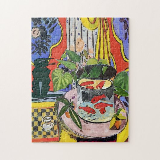 Zwarte kat met gouden vis legpuzzel (Verticaal)