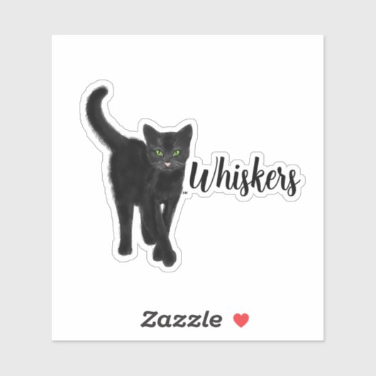 Zwarte Kat met groene Eyes Aangepaste naam Sticker (Vel)