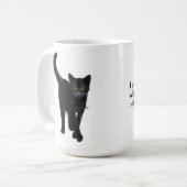 Zwarte kat met groene eyes-springprijsopgave koffiemok (Voorkant links)