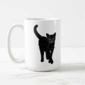 Zwarte kat met groene eyes-springprijsopgave koffiemok (Links)