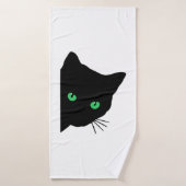 Zwarte kat met groene ogen badhanddoek (Badhanddoek)