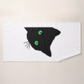 Zwarte kat met groene ogen badhanddoek (Badhanddoek)