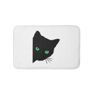 Zwarte kat met groene ogen badmat