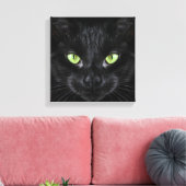 Zwarte Kat met Groene Ogen Canvas Afdruk (Insitu (Woonkamer))
