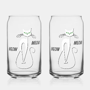 Zwarte kat met groene ogen en aangepaste tekst Mia Blikvorm Glas