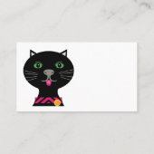 Zwarte kat met groene ogen en roze kraag visitekaartje (Achterkant)