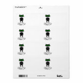 Zwarte kat met groene ogen etiket (Full Sheet)