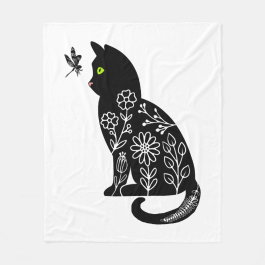 Zwarte kat met groene ogen fleece deken (Voorkant)
