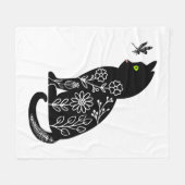 Zwarte kat met groene ogen fleece deken (Voorkant (Horizontaal))