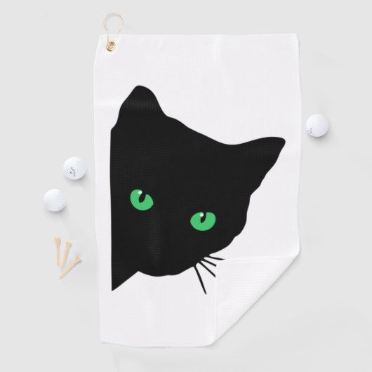 Zwarte kat met groene ogen golfhanddoek (Insitu)