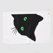 Zwarte kat met groene ogen golfhanddoek (Horizontaal)