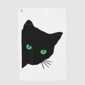 Zwarte kat met groene ogen golfhanddoek (Voorkant)