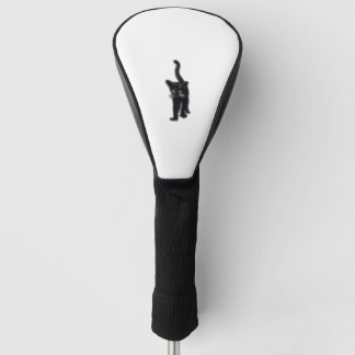 Zwarte kat met groene ogen golfheadcover