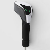Zwarte kat met groene ogen golfheadcover (Schuin)