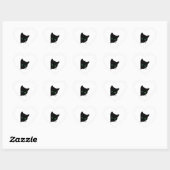 Zwarte kat met groene ogen hart sticker (Vel)