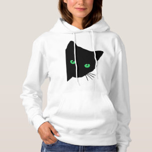 Zwarte kat met groene ogen hoodie