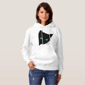 Zwarte kat met groene ogen hoodie (Voorkant volledig)