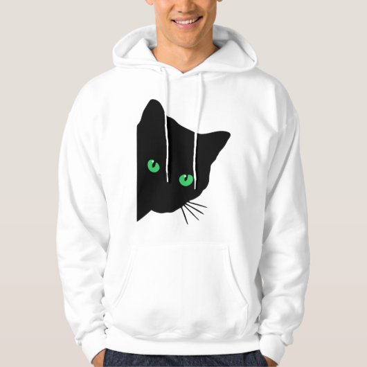 Zwarte kat met groene ogen hoodie (Voorkant)