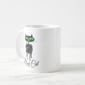 Zwarte kat met groene ogen koffiemok (Voorkant links)