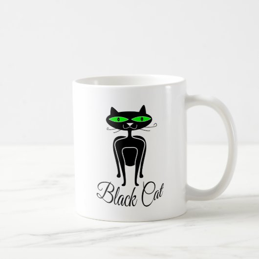 Zwarte kat met groene ogen koffiemok (Rechts)