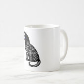 Zwarte kat met groene ogen koffiemok (Voorkant rechts)