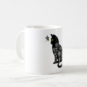 Zwarte kat met groene ogen koffiemok (Voorkant links)