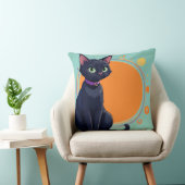 Zwarte Kat Met Groene Ogen Kussen (Stoel)