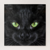 Zwarte kat met groene ogen legpuzzel (Verticaal)