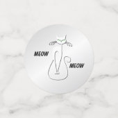 Zwarte kat met groene ogen op zilver confetti (Kleine voorkant)