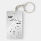 Zwarte kat met groene ogen op zilver sleutelhanger (achterkant)