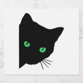 Zwarte kat met groene ogen sparkling wijnetiket (Enkel label)