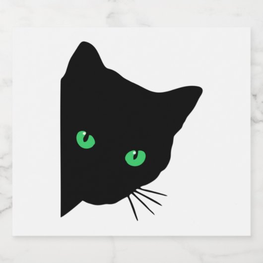 Zwarte kat met groene ogen sparkling wijnetiket (Enkel label)