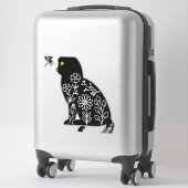 Zwarte kat met groene ogen sticker (Koffer)
