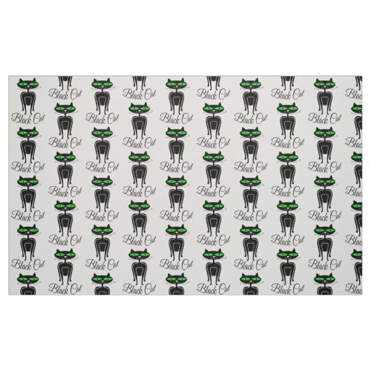 Zwarte kat met groene ogen stof (Fat Quarter)
