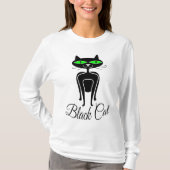 Zwarte kat met groene ogen t-shirt (Voorkant)