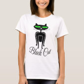 Zwarte kat met groene ogen t-shirt (Voorkant)