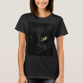Zwarte kat met groene ogen t-shirt (Voorkant)