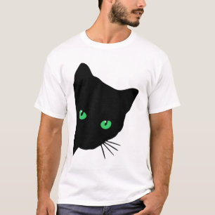 Zwarte kat met groene ogen t-shirt