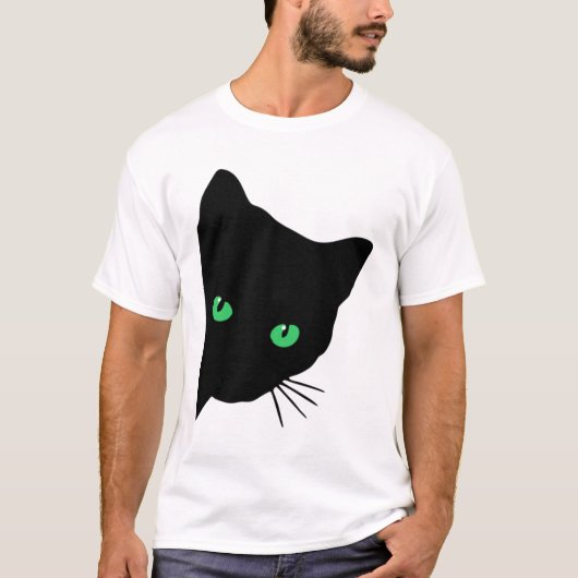 Zwarte kat met groene ogen t-shirt (Voorkant)