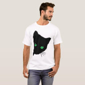 Zwarte kat met groene ogen t-shirt (Voorkant volledig)
