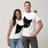 Zwarte kat met groene ogen t-shirt (Unisex)