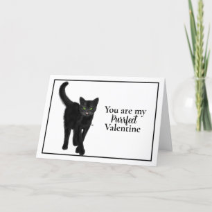 Zwarte kat met groene ogen Valentijnsdag  Feestdagen Kaart