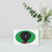 Zwarte kat met groene ogen visitekaartje (Staand voorkant)