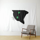 Zwarte kat met groene ogen wandkleed (In Situ (horizontaal))