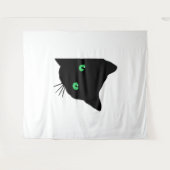 Zwarte kat met groene ogen wandkleed (Voorkant (horizontaal))